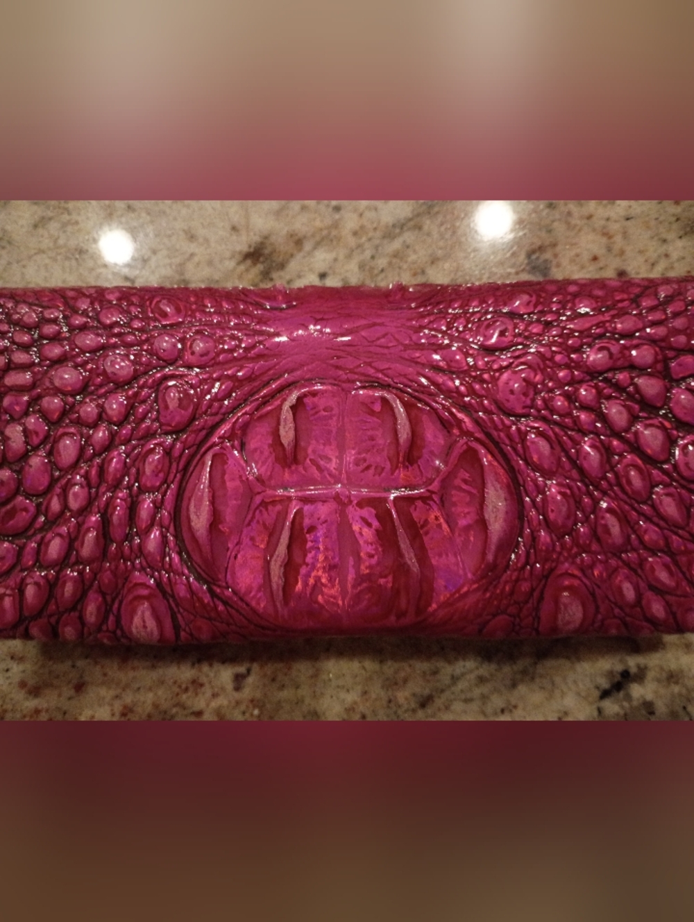 Brahmin Veronica Potion Hot Pink Croc-Embossed Leather Wallet NWT Gorgeous!! - Picture 3 of 10